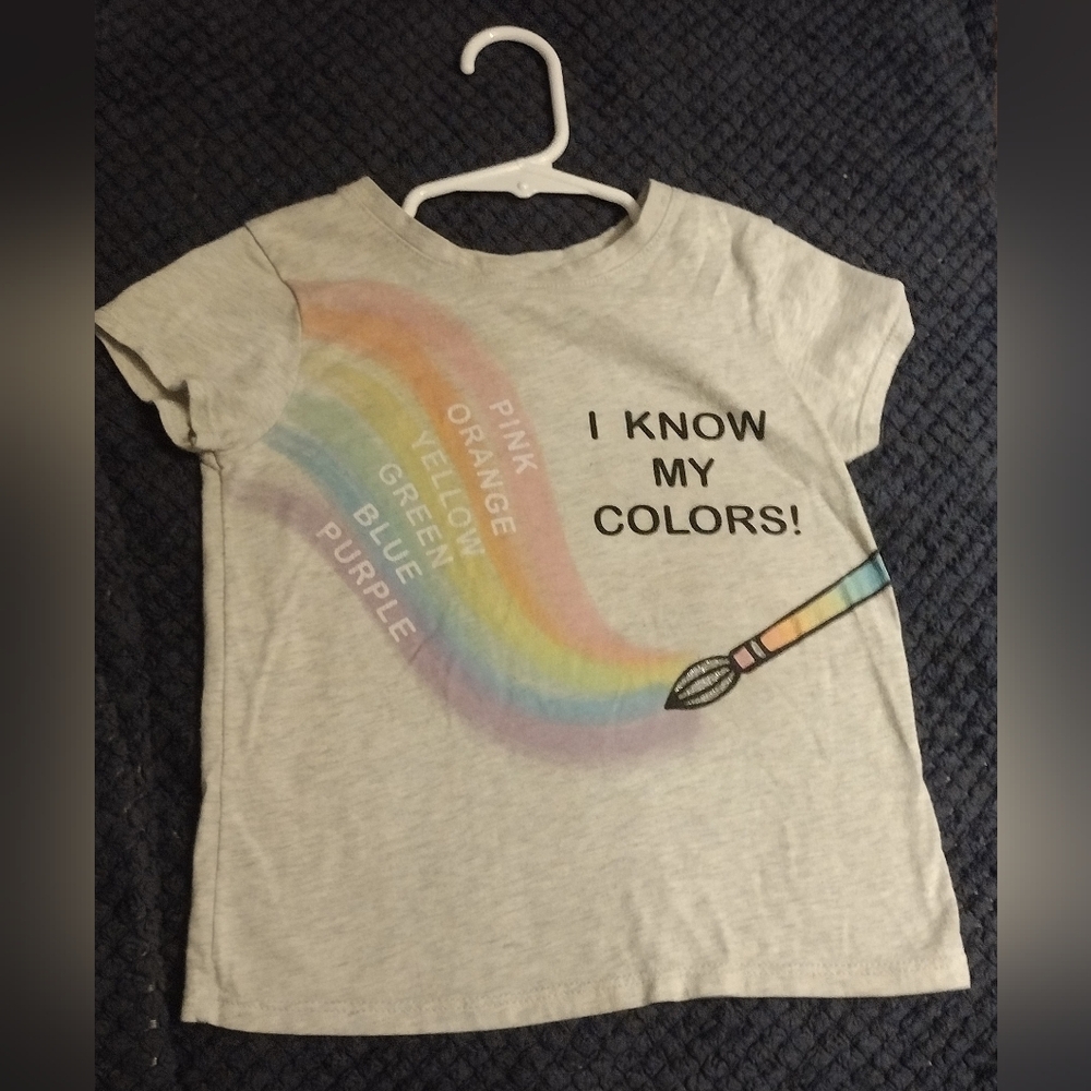 4T 'I know my colors' gray t-shirt